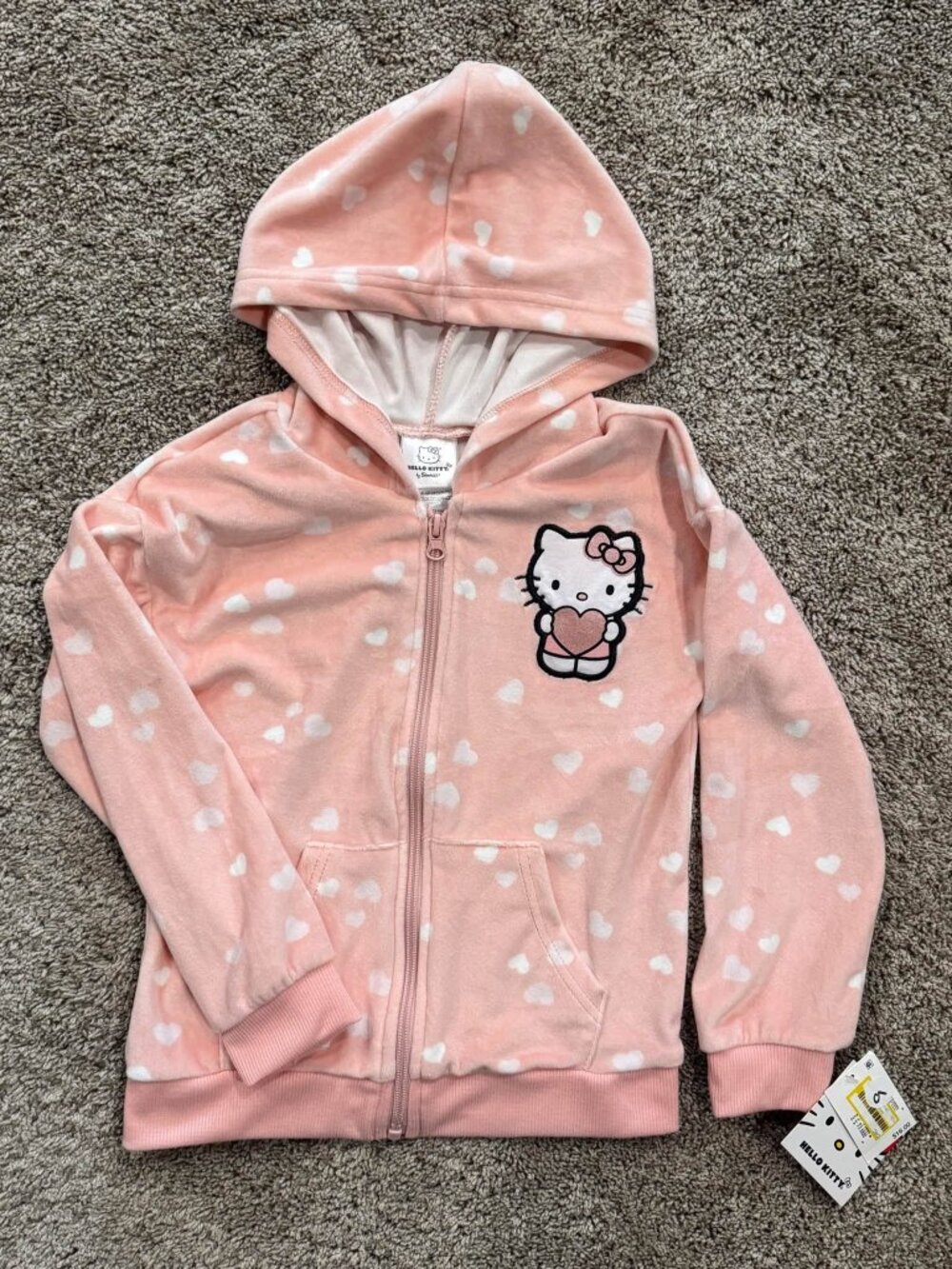 NWT Hello Kitty‎ Sanrio Girls Hoodie - Heart Zip Up Jacket